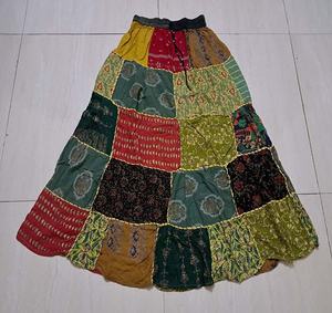 Long Rayon Printed Dori <b>Skirt</b> With Patch Work Hippie Festival Bohemian Style <b>Skirt</b> Free Size GC-AP-1452 - Product Image 5