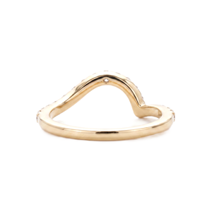 New Trending Minimalist Curved Ring 9K 10K Solid Gold Stackable <b>Wedding</b> Band V Shape Micro Pave Ring Round Lab Carted Diamond - Product Image 4