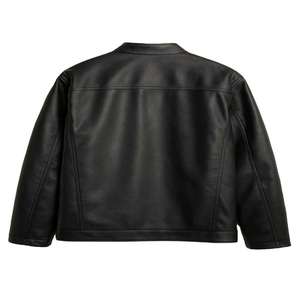 Men Black <b>Leather</b> <b>Biker</b> <b>Jacket</b> Full Sleeve Windproof Autumn Motorcycle Street Wear Style - Product Image 3