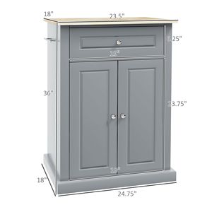 Carrello da Cucina Moderno Grigio, Isola Portatile con Cassetto Resistente, Ripiano Regolabile, 2 Portasciugamani in Legno, Vetro e MDF - Product Image 3