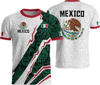 Camiseta de Fútbol de México Personalizada, Unisex, Manga Corta, Cuello en V, Sublimada, 100% Poliéster, Transpirable, Corte Regular, para Todas las Temporadas