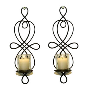 Set Of 2 Black Iron Geometric <b>Wall</b> <b>Sconce</b> Votive Tea <b>Light</b> Candle Holders Modern Design Home Decor <b>Wall</b> Art In Affordable Price - Product Image 6