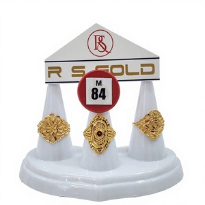 แหวนแต่งงานทองคำแท้ 22k ดีไซน์ลายปีกดอกไม้แบบดั้งเดิมสำหรับผู้หญิง หรูหราอลังการ - Product Image 1