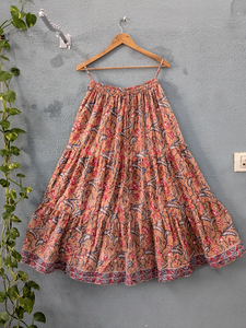 Embrace effortless elegance with this handcrafted floral tiered <b>skirt</b> soft breathable fabric <b>elasticated</b> waistband - Product Image 6