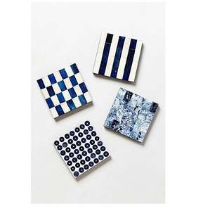 Minimalist Square <b>White</b> Inlay <b>Coasters</b> Set Bulk Wholesale Polished Tabletop Protection Mat Luxury Modern Eco-Friendly <b>Coasters</b> - Product Image 3