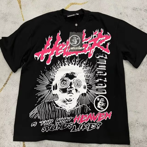 T-shirt Hell Star pour homme, streetwear oversize, haute qualité, 100% coton, t-shirt graphique unisexe, hauts décontractés, vente en gros, commande en gros, faible MOQ - Product Image 1