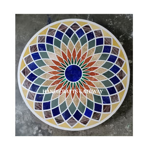 Mesa de Centro de Estilo Antiguo Moderno con Incrustaciones de Mármol Blanco Natural, Forma Redonda, Diseño Floral Hecho a Mano, Utilizada para Mesas de Centro en Hoteles - Product Image 4