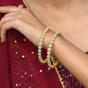 Gold Plated Alloy Rose Gold <b>Bracelet</b> With <b>Crystal</b> Rhinestone Round Cut Claw Setting Classic Women's Party Jewelry Fashion Bangle - Product Image 2