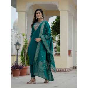 Ensemble élégant Kurti, pantalon et dupatta pour femmes - Product Image 6