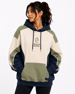 Sweat-shirt à capuche oversize en polaire pour femme, color block, style streetwear décontracté, fabricant OEM ODM - Product Image 2