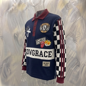 Chemise de sport unisexe Snowgrace à manches longues, col rabattu, coupe classique, logo brodé, jersey à carreaux, pour adultes, toutes saisons - Product Image 4
