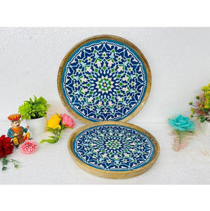 ถาดเสิร์ฟไม้พิมพ์ลายหรูหราคุณสมบัติตกแต่งขนาดใหญ่สำหรับบ้านโรงแรมโซลูชันการจัดเลี้ยงจากอินเดีย - Product Image 2