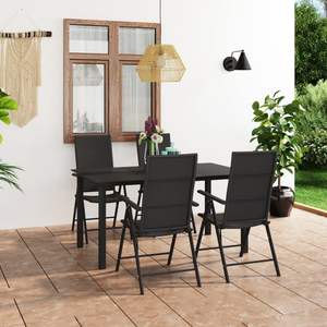 Set da pranzo Patio nero da 5 pezzi - Product Image 1
