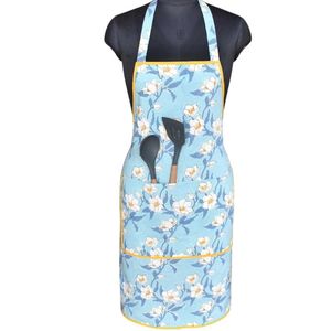 Tablier de cuisine très populaire avec motif floral bleu Meadow Song, lavable en machine, usage quotidien, style classique, 1 à 4 poches - Product Image 6