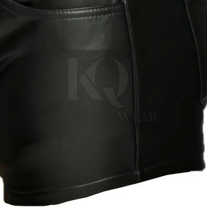 Shorts en cuir pour homme, coupe ajustée, décontractés, respirants, séchage rapide, écologiques, légers, texture lisse, poches pratiques, tendance - Product Image 5
