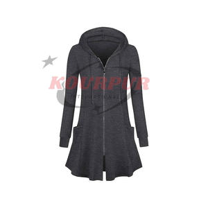 Sudadera con Capucha para Mujer, Manga Larga, Asimétrica, Color Sólido, Informal, Tejida, con Bolsillos, para Otoño, Personalizable - Product Image 3