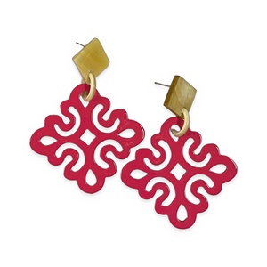 Aretes Colgantes Ovalados de Cuerno de Búfalo Natural con Diseño Geométrico, Ecológicos, de Comercio Justo, para Niños, Aniversarios y Compromisos - Product Image 5