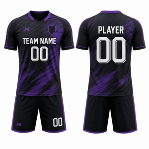 ผู้ผลิตเสื้อฟุตบอลทีมเยือนแบบ OEM ODM รับผลิตตามสั่ง เสื้อฟุตบอลซับลิเมชั่น แห้งเร็ว ระบายอากาศได้ดี ชุดยูนิฟอร์มผู้ใหญ่ แขนสั้น - Product Image 1