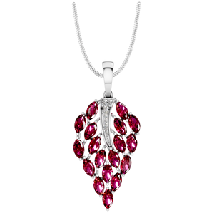 สร้อยคอจี้พลอยทับทิมสีแดงรูปเพชรสุดหรูชุบเงินสีทองของขวัญวันครบรอบแต่งงานที่สมบูรณ์แบบสำหรับจี้เสน่ห์ - Product Image 1