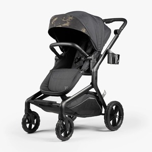 Poussette de luxe portable et pliable 3-en-1, landau multifonction en tissu avec grand panier de rangement pour nouveau-né jusqu'à 3 ans - Product Image 2