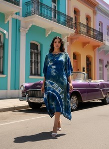 High Quality Designer Rayon <b>Kaftan</b> Tie Dyed Solid <b>Summer</b> Daily Wear Regular Fit O-Neck Best Price by Supplier - Product Image 2