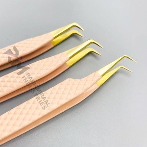 แหนบดึงขนตา RMI Precision Diamond Grip ปลายเคลือบทอง 24k สแตนเลสสตีลเคลือบสีนู้ด ขนาด 10 มม. ปลายเรียบ - Product Image 1