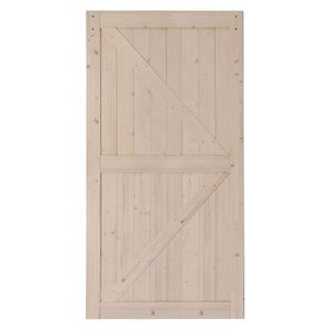 42 In. X 84 In. Unfinished Solid Spruce Wood Sliding Barn Door 7FT Barn Door Hardware Kit with Handle K Frame Requires Assembly - Product Image 2