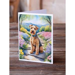 Lakeland Terrier Cartes de vœux fantaisistes Spring Path Lot de 8 cartes de note A7 vierges avec enveloppes Taille 5x7 - Product Image 2