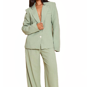Blazer Vert Menthe Sur Mesure pour Femme, Veste de Travail Décontractée à Bouton Unique, Costume Élégant pour Dames, Manteaux de Mode, Vente en Gros OEM ODM - Product Image 1