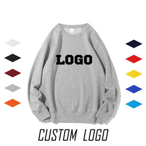 Sweat-shirt uni à col rond en coton à manches longues pour homme, personnalisable avec logo brodé, coupe oversize, vente en gros - Product Image 1