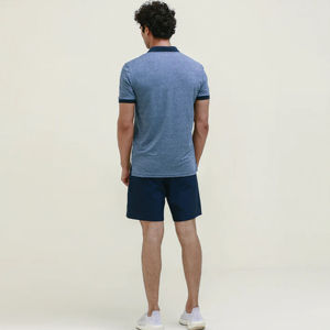 Polo pour homme à col contrastant, bleu, manches courtes, respirant, mélange de coton, décontracté, pour le golf, été, logo personnalisé - Product Image 4