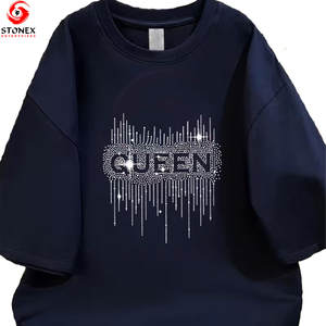 T-shirt en strass personnalisé de haute qualité pour femmes, avec logo sur mesure – Vente en gros - Product Image 1