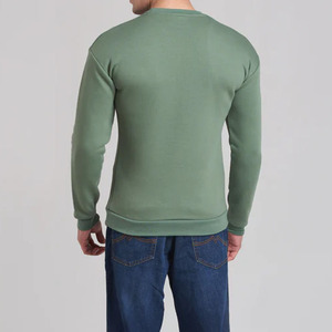 Sudadera de Cuello Redondo Negra para Hombre, Corte Regular, Color Sólido, Informal, de Punto, de Algodón, para Otoño - Product Image 2