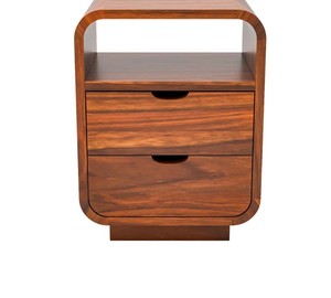 Handcrafted Solid Wood <b>Bedside</b> Cabinet | Wooden Nightstand with 2 Drawers | Custom Bedroom Furniture from India - Product Image 4