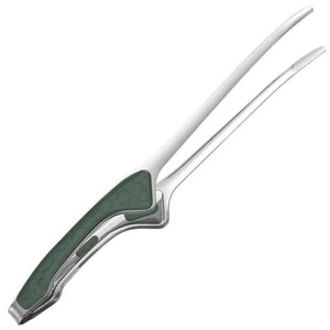 Pinces à barbecue en acier inoxydable, antidérapantes, faciles à nettoyer, réutilisables, ustensiles de cuisine pour servir les aliments, pour le camping, avec poignée antidérapante noire - Product Image 2