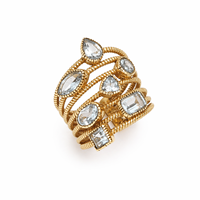 Bagues en laiton faites à la main avec topaze bleue et pierres multicolores, bijoux de créateur classiques et imposants, cadeau pour femme