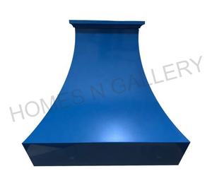 Hotte de cuisine thermolaquée, cheminée électrique murale, capot de cheminée, bande en laiton brossé, acier inoxydable, hôtel, extérieur - Product Image 6