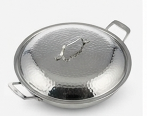 Hammered Round Serving Casserole Stainless Steel with Silver Polished Finish Perfect for Stylish Food <b>Warmer</b> and Hotpot Cookware - Product Image 3