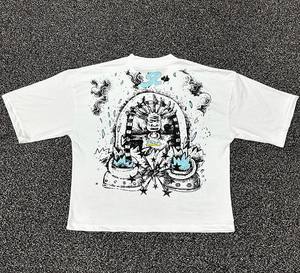 Wholesale Custom Graphic Streetwear T-shirt Men Oversized Heavyweight Cotton Vintage Hip Hop <b>White</b> <b>Tee</b> Screen Printed Unisex - Product Image 3