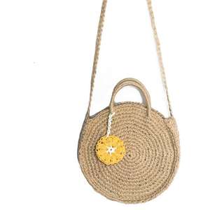 Sac fourre-tout rond en jute fait main, écologique, en fibres naturelles, pour les courses - Product Image 4