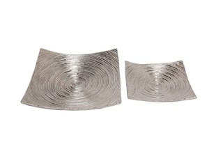 Plateau décoratif rectangulaire en aluminium fait main, style classique moderne, plateau de service texturé pour la table, décoration d'intérieur - Product Image 4