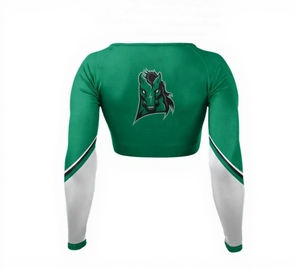 Uniforme de porristas, top corto de manga larga, top personalizado para porristas, impresión de logotipo personalizado, camisetas deportivas sublimadas para mujeres, niñas y equipos. - Product Image 5