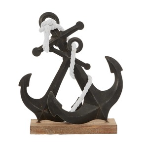 Handmade <b>Wooden</b> <b>Anchor</b> Sculpture with Rope Coastal Decor for Living Room Tabletop Display for Home Decor - Product Image 3