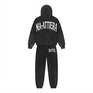 Custom Washed Oversized Hoodie and <b>Jogger</b> Sweatpants Set <b>Women</b> Cotton <b>Fleece</b> Streetwear Tracksuit OEM ODM - Product Image 4