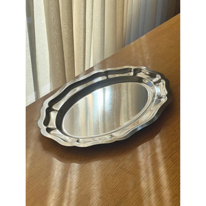 Assiette de service ovale en acier inoxydable, grande taille, faite à la main, pour table, vaisselle et accessoires de cuisine - Product Image 4