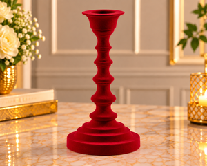 Porte-bougie artisanal en fer floqué rouge velours, écologique, sans flamme, pour décoration intérieure, table à manger, style festif, Noël - Product Image 1