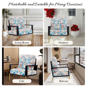 Poltrona Moderna Stile Mid-Century con Motivi Floreali, in Velluto, per Soggiorno, con Struttura in Legno Massello e Gambe in Metallo, Ideale per la Lettura - Product Image 5
