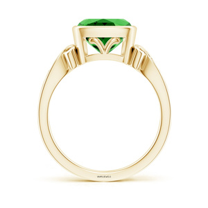Luxury <b>Cushion</b> Cut Green Gemstone Bezel Set <b>Wedding</b> <b>Ring</b> with Vintage Scroll Design for Women 10K 14K 18K Gold 925 935 Silver - Product Image 3