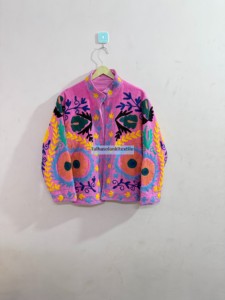 Indian Suzani <b>Velvet</b> <b>Jacket</b> Handmade Floral Embroidery <b>Jacket</b> Boho Hippie <b>Jacket</b> Inside Cotton Iining <b>Jacket</b> Winter <b>Jacket</b> - Product Image 1