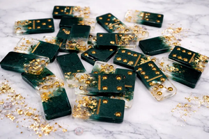 Customizable Resin <b>Dominoes</b> <b>Set</b>, Gold Flakes Personalized Gift - Product Image 6